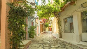 A narrow cobblestone street flanked by buildings with balconies and vines. - Sun-kissed Sailing Adventure in the Ionian Islands (Preveza)