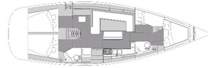 A boat interior with a kitchen, dining area, and a small bathroom. - Sun-Kissed Sailing Adventure in Vigo, Galicia (Vigo)