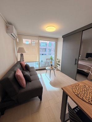 Deluxe Apartment, City View | Ruang tamu