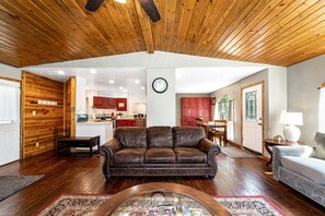 Televisión, chimenea y libros 