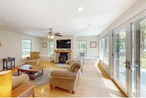 House, Multiple Beds, Garden View (Four Seasons) | Living area - Secluded Lakefront Home With Patio & Firepit, Fast Wifi, Wood Stove & W/D (Ellsworth)