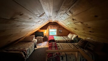 Cabin, 1 King Bed with Sofa bed, Kitchen (Handsville Camp) | 1 bedroom, individually decorated, individually furnished, bed sheets