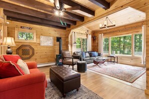 Cabin, Multiple Beds, Kitchen, Garden View (Sprucewold Cabin) | Living area - Amazing All-season Sprucewold Cabin w/ Private Beach Club Access Dog-friendly (Boothbay Harbor)