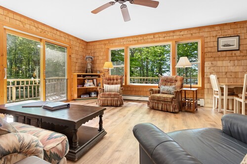 Waterfront Cabin w/ Outdoor Firepit, Dock, and Lake Views - Dogs Welcome