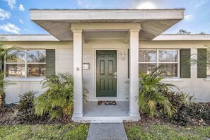 Exterior detail - Updated, dog-friendly home with fenced yard, koi pond, firepit, & WD (Bradenton)