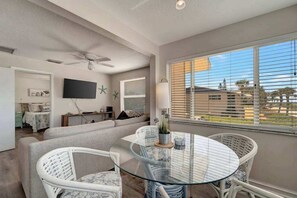 Interior - Serene oceanfront suite with Gulf view, grill, patio, central AC, & WD (Holmes Beach)