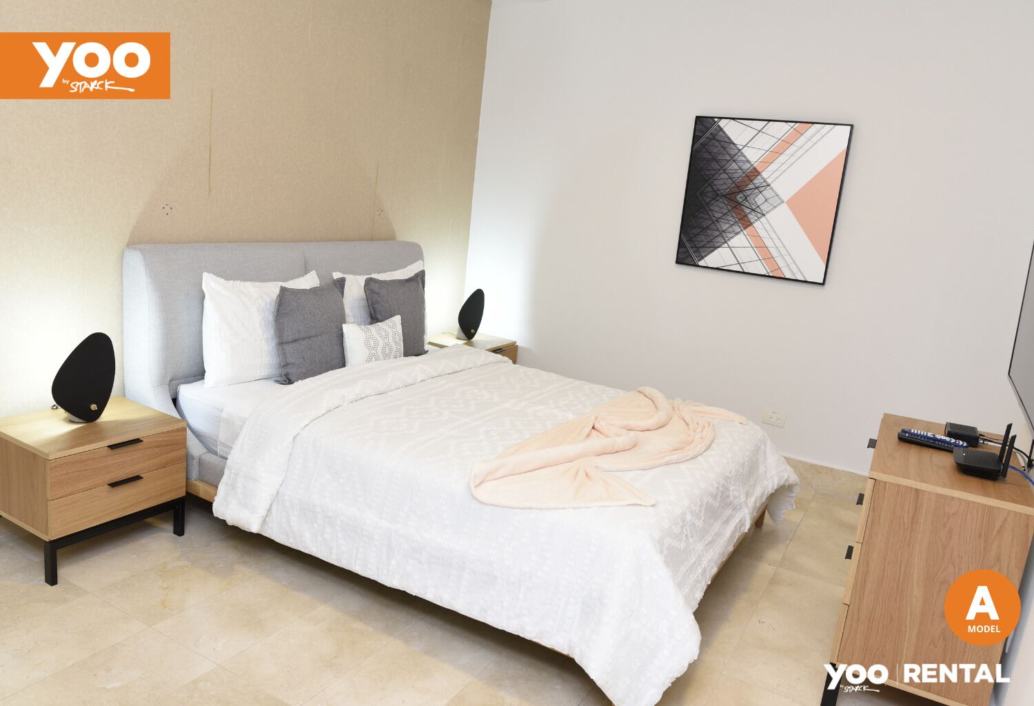 Desk, laptop workspace, blackout drapes, iron/ironing board