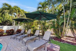 Terrace/patio - Newly-Renovated, Dog-Friendly Home w Private Heated Pool & Streaming Services (Anna Maria)