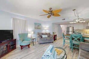 TV, offices - Contemporary dog-friendly home with shared pool - two blocks from the beach (Holmes Beach)