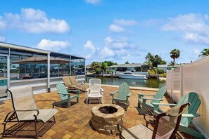 Terrace/patio - Waterfront home with private, heating optional pool, lanai, and internet (Bradenton)
