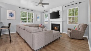 TV, fireplace - 5BR | Heated Pool, Hot Tub, Fire Pit & Backyard (Summerville)