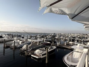 Ein Yachthafen mit zahlreichen Booten, die an Holzstegen liegen.
