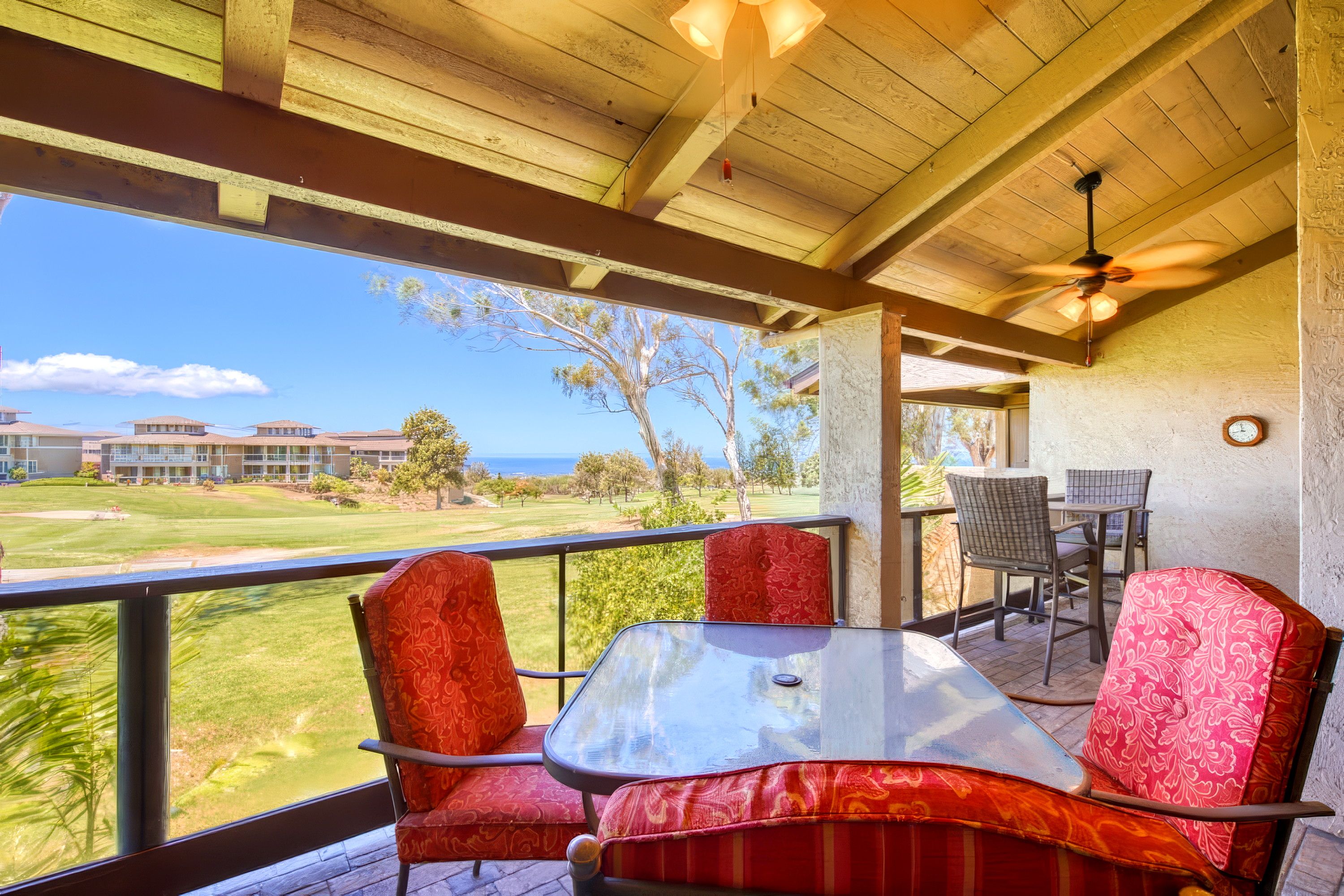 Relax on the shaded lanai with ocean views