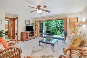 TV, offices - Stay Near Kukui'ula Shops in a Garden Oasis with Shared Pool (Poipu)
