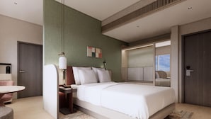 Quarto, 1 cama Queen | Cofres nos quartos, cortinas blackout, berços grátis, Wi-Fi de cortesia