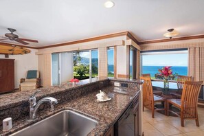Coffee/tea maker, fridge, microwave, oven - Upgraded Air-Conditioned Princeville Condo with Bali Hai Views (Princeville)