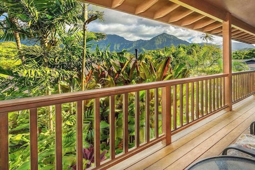 Waterfall & Mountain Views in Colorful Hanalei