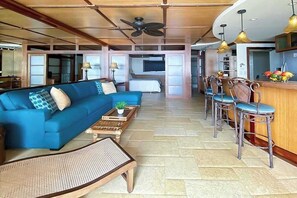 TV, DVD player, offices - Oceanfront Koloa Condo with AC, Coastline Views, Hot Tub & Pool (Koloa)