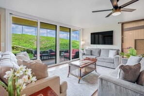 TV, DVD player, stereo, offices - Oceanfront Poipu Condo with Shared Pool, Hot Tub & Central AC (Poipu)