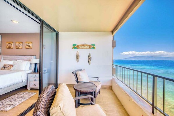 Desk, iron/ironing board, WiFi, bed sheets - Oceanfront Kaanapali Studio with Balcony, Pool - Walk to Beach (Lahaina)