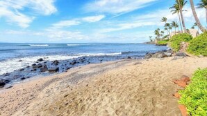 A beach with clear skies, ocean waves, and palm trees. - *NEW* Oceanfront Ma'alaea Hideaway Near Harbor Adventures (Wailuku)