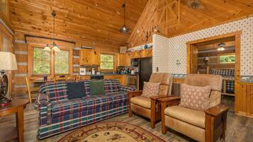 Ferienhaus, 1 King-Bett und Schlafsofa (Tiny Pines) | Wohnbereich
