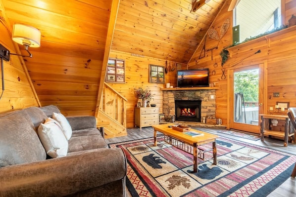 Ferienhütte, 1 King-Bett und Schlafsofa (Awesome View) | Wohnbereich