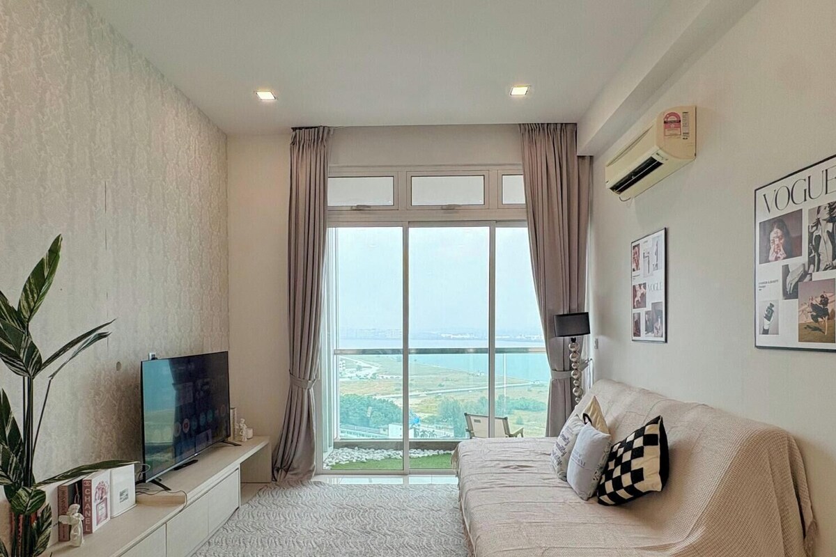 Appartement Familial, 3 chambres, vue mer | Coin séjour