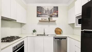 Microwave, oven, stovetop, dishwasher