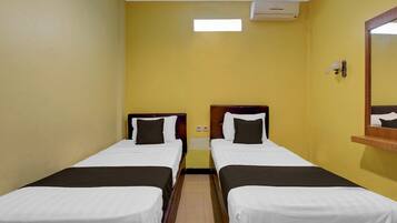 Desk, free WiFi, bed sheets