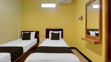 Desk, free WiFi, bed sheets