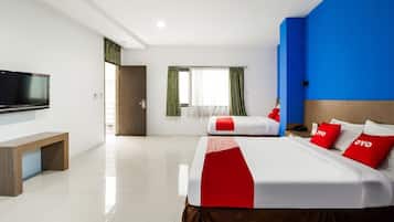 Desk, free WiFi, bed sheets