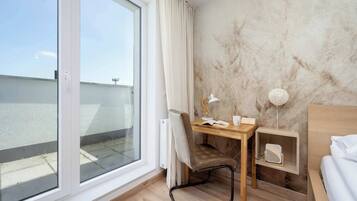 Desk, iron/ironing board, travel crib, WiFi
