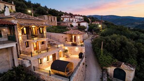 Front of property - evening/night - Valaes Guest House (Finiki)
