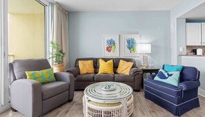 Condo, Multiple Beds, Beach View (Majestic View) | Living area - Majestic View Oceanfront (Panama City Beach)