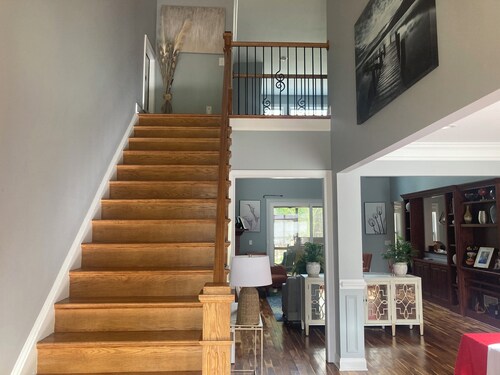 Rooms UPSTAIRS. Entire house is for your crew! 3 BR, 2 BA sleeps 7 + much more. 