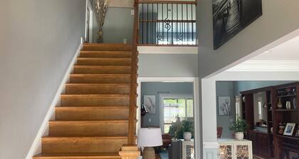 Rooms UPSTAIRS. Entire house is for your crew! 3 BR, 2 BA sleeps 7 + much more.