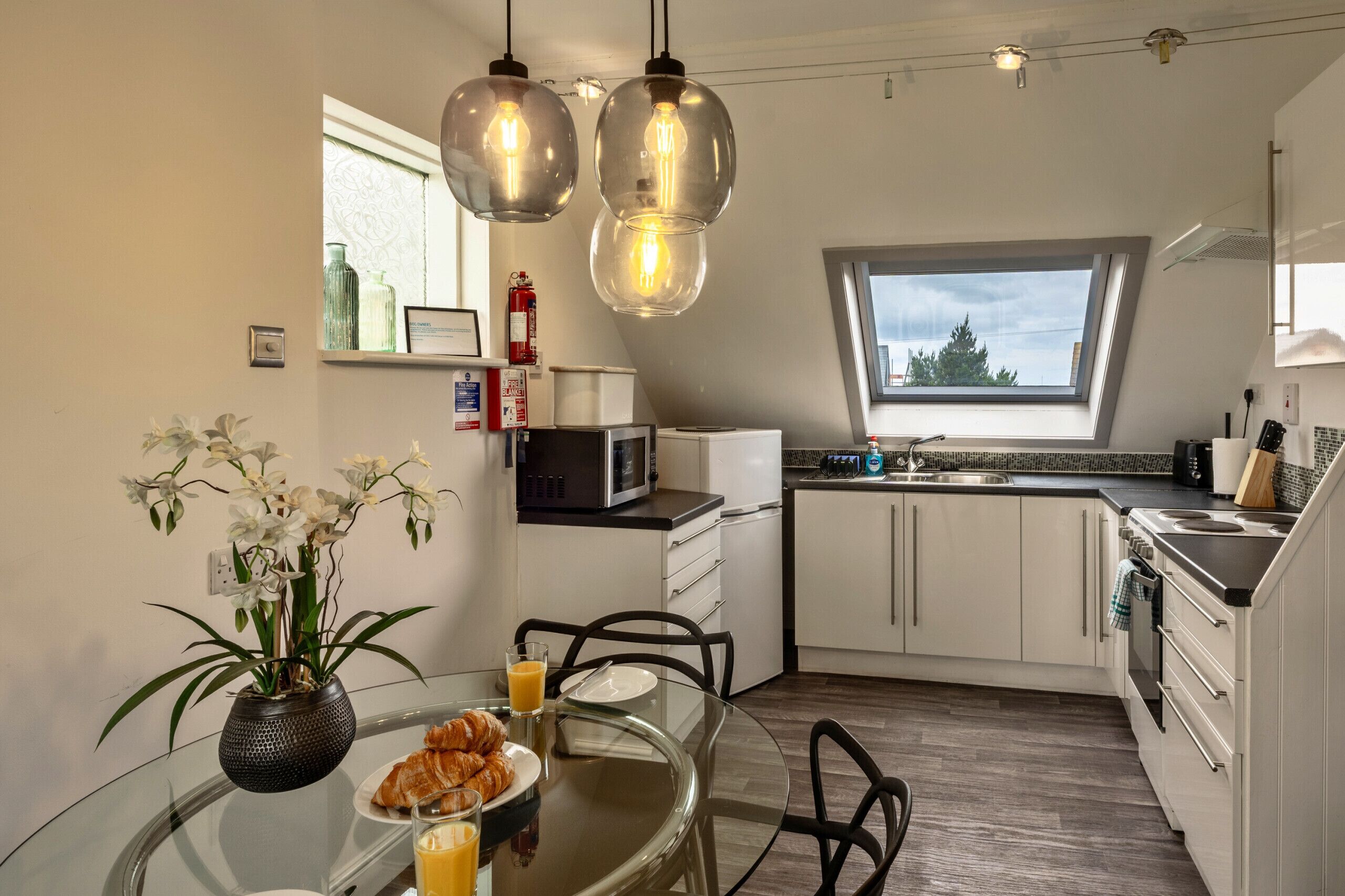 Fridge, microwave, oven, dishwasher