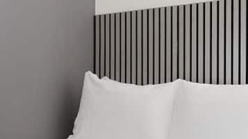 Desk, internet, bed sheets