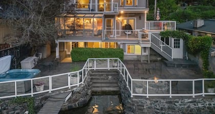 Lake Samish Retreat by Gather: Lakefront Home w/ Private Dock, Hot Tub & Views