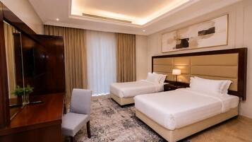 Premium bedding, blackout curtains, iron/ironing board, free WiFi
