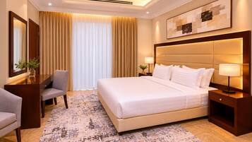Premium bedding, blackout curtains, iron/ironing board, free WiFi