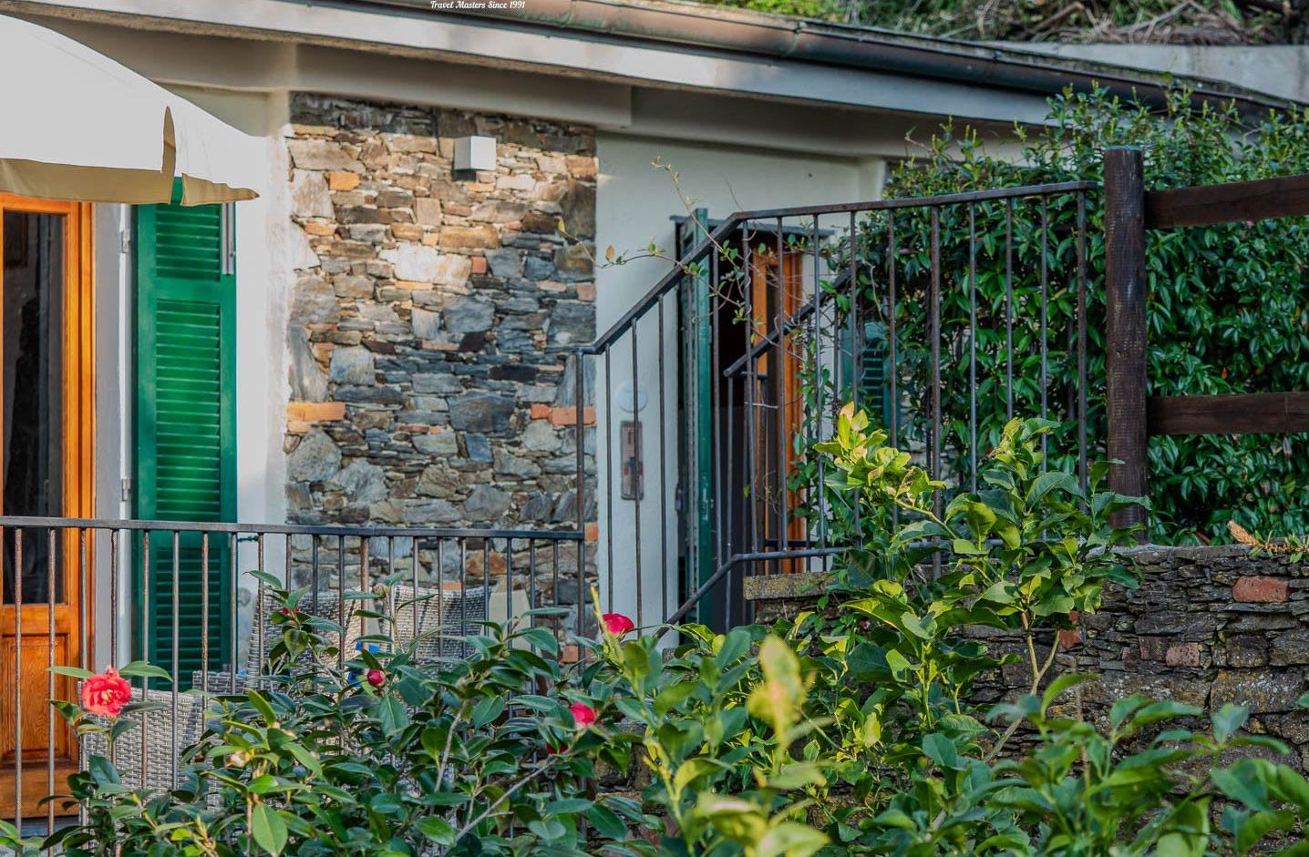 Green shutters and garden