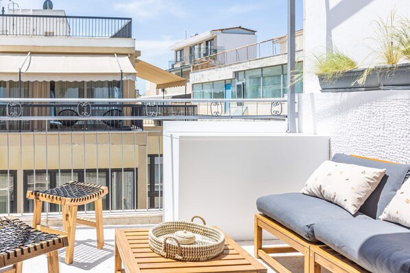 Superior-Suite, Balkon, Bergblick | Terrasse/Patio