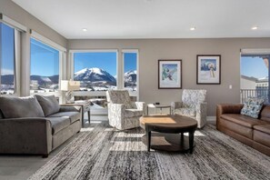 TV, fireplace, table football, stereo - Penthouse Retreat • Stunning Views • Near Resorts! (Dillon)