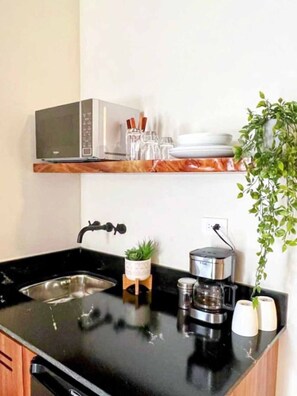 Coffee/tea maker, fridge, microwave, cookware/dishes/utensils - Luxury Studio #203 in Zona Romantica (Puerto Vallarta)