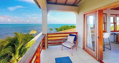 Tropical retreat villa with a pool, dock, bikes, canoes, balconies, and 360 views