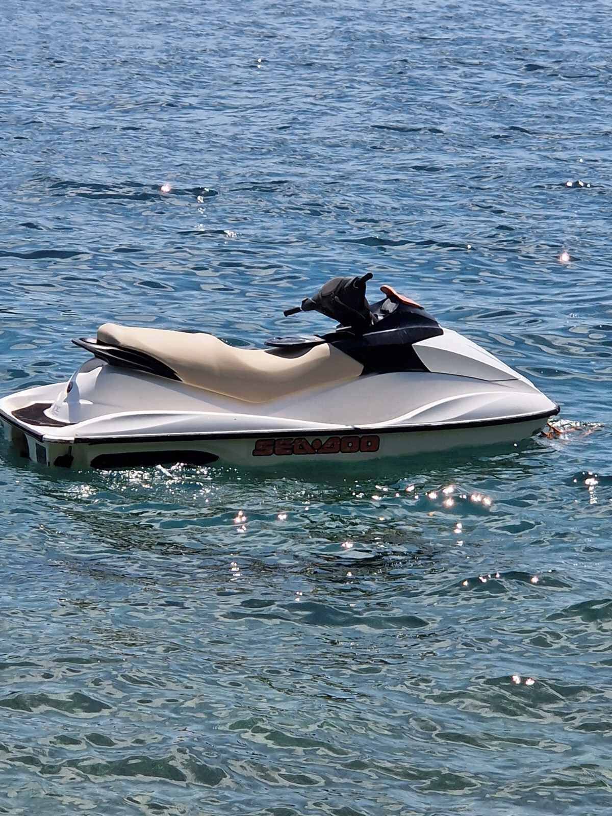 A speedboat on water.