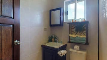 Een douche, een haardroger, handdoeken