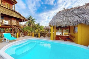 Pool - Waterfront villa with private pool, balcony, partial AC, fast WiFi - near beach (San Pedro)